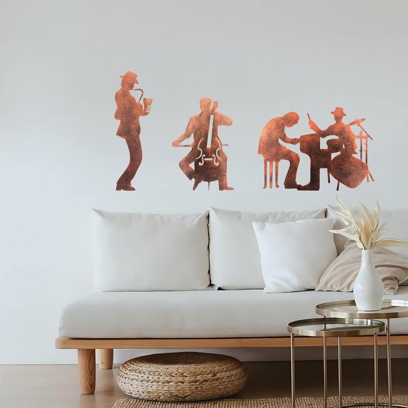 J-Fly Music Art Wall Decor Jazz Decoration Cowboy Metal Wall Art Rustic Indoor and Valentine Home Decor With Saxophone Cello Drum Kit And Piano,Brown - Image 5